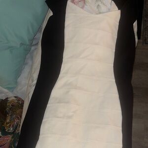 Express Black and Cream Strapless Dress